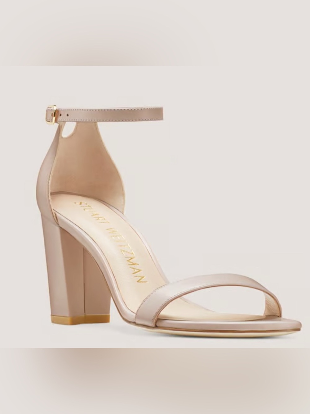 Stuart Weitzman Nude Ankle-Strap Block Heel Sandals Size US9.